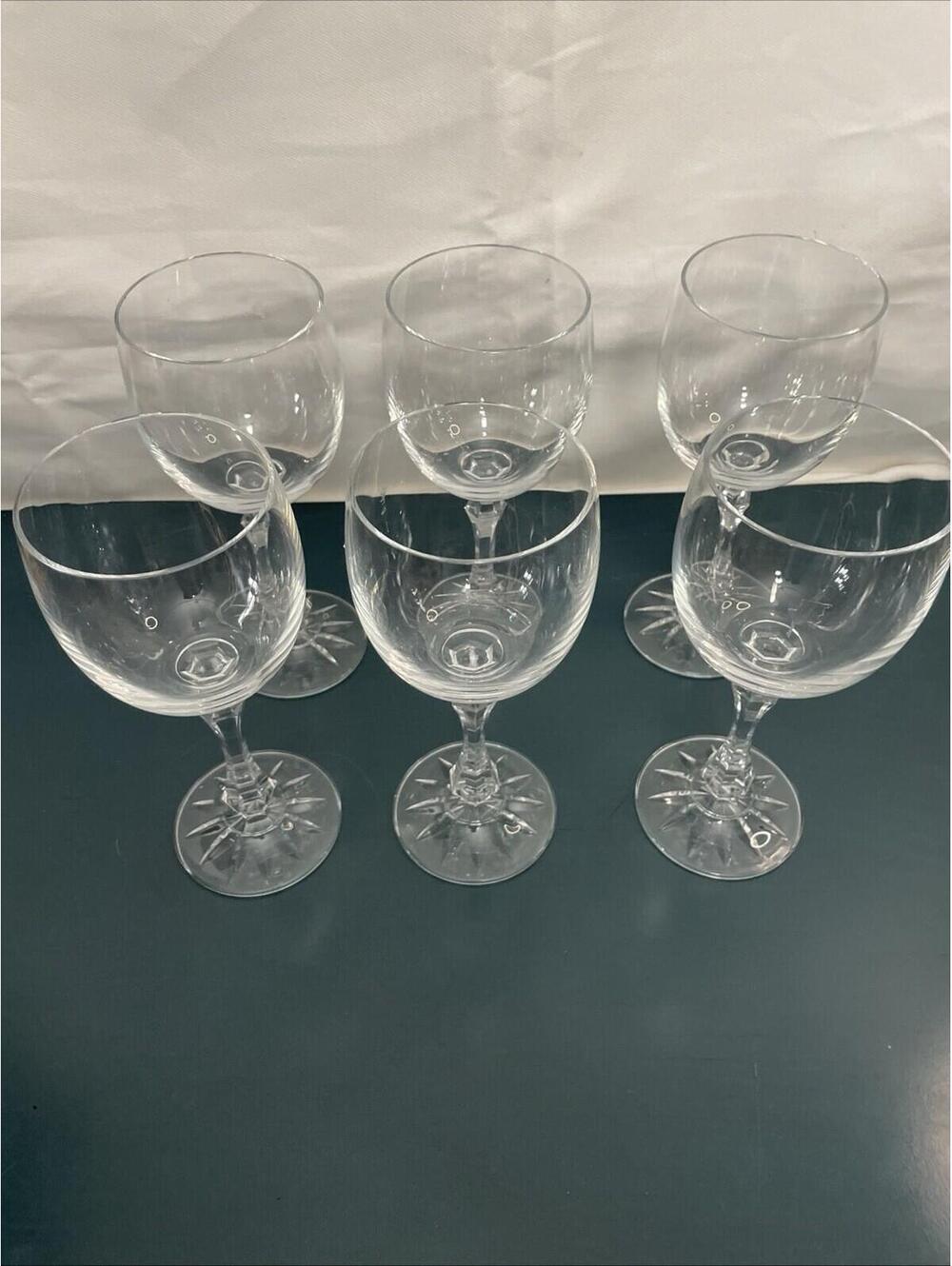 Set Of 6 Wine Goblet Glass Towle Austrian Crystal Fantasy Pattern 7 3/8" - Picture 1 of 9